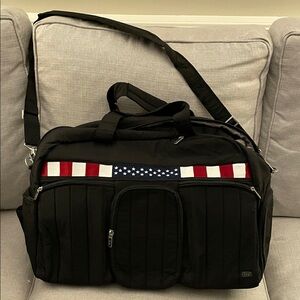 Lug - Airbus Weekender Black Duffel Bag with American Flag Accent - Never Used